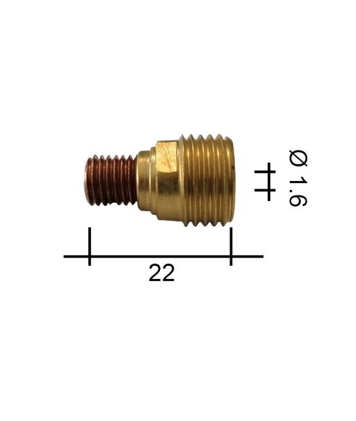 Spannzangenhalter 1,6 22 mm /TE0005-16/45V43/701.0307-ZVAR/ TIG/9/20 mit Sieb