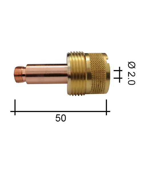 Spannzangenhalter 2,0 50 mm /TE0006-20/45V26/2,0-ZVAR/ TIG/17/18/26 mit Sieb