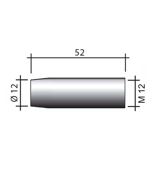 Düse M12 vernickelt /145.D001-ZVAR/ 52mm/12mm/ schraubbar/konisch