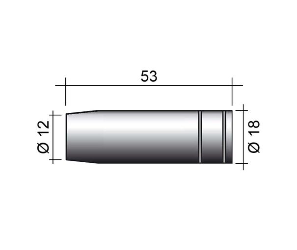 Düse MIG 150A /MC18/145.0075-ZVAR/ 53mm/12mm/konisch