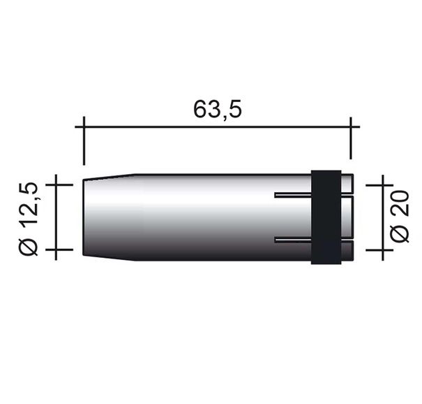 MIG-Düse 240A /MC301/145.0080-ZVAR/ 63,5mm/12,5mm/konisch