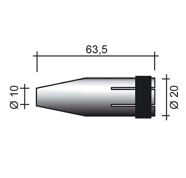 Düse MIG 240A /MC302/145.0128-ZVAR/ 63,5mm/10mm/spitz konisch