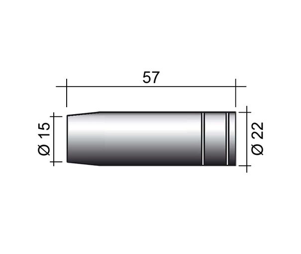 Düse MIG 250A /MC23/145.0076-ZVAR/ 57mm/15mm/konisch