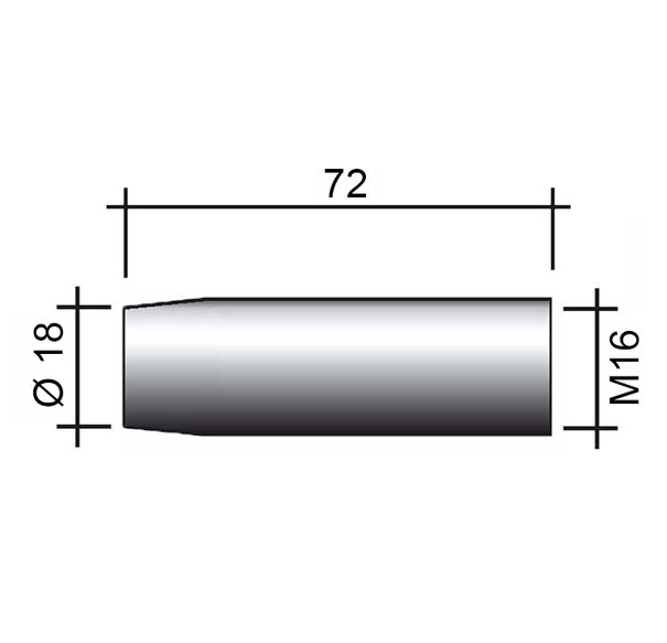 MIG-Düse 350A M16 vernickelt /145.D021/ 72mm/18mm/konisch