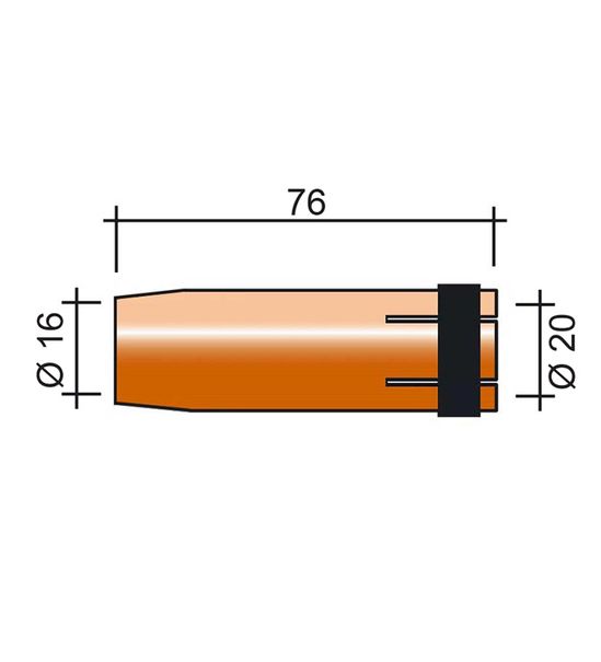 Düse MIG 500A /MC268/B5028/145.0085-PARWELD/ 76mm/16mm/konisch