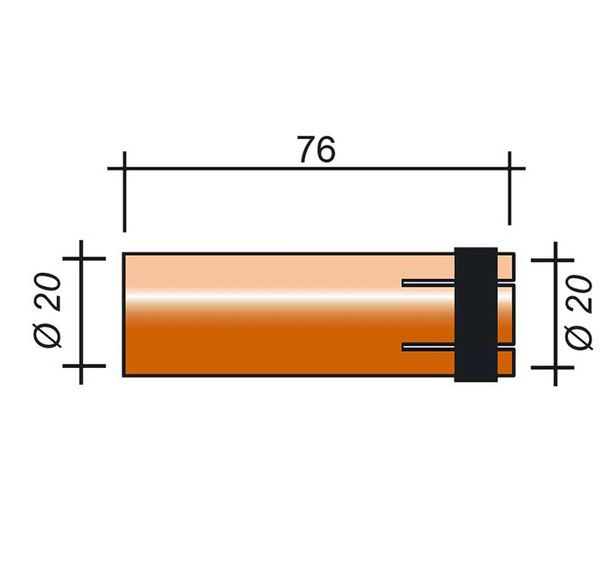 Düse MIG 500A /MC291/145.0051-ZVAR/ 76mm/20mm/zylindrisch