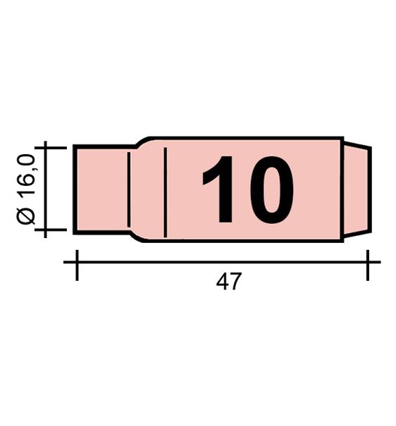 WIG-Düse Gr. 10 16,0 /TC0007/10N45/527.2610.0/701.0113-ZVAR/ TIG17/18/26