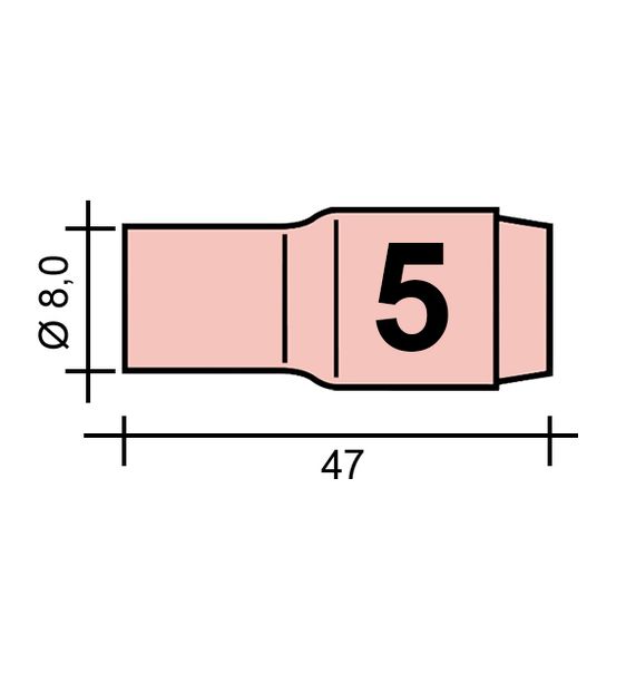 WIG-Düse Gr. 5 8,0 /TC0003/A/10N49/527.2605.0/701.0108-ZVAR/ TIG17/18/26