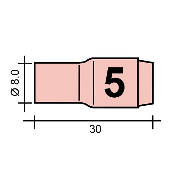 WIG-Düse Gr. 5 8,0 /TC0013/13N09/527.4505.0/701.0282-ZVAR/ TIG9/20