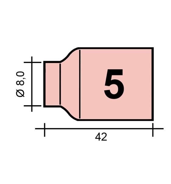 WIG-Düse Gr. 5 8,0 /TC0032/54N17/527.2005.0/701.0421-ZVAR/ TIG17/18/26