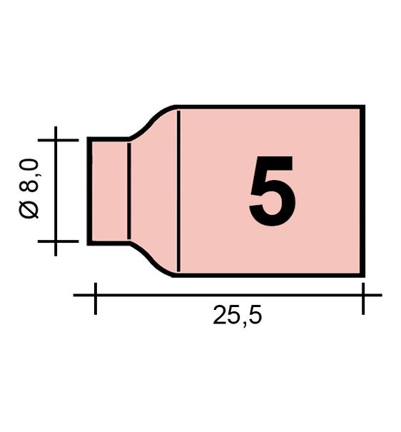 WIG-Düse Gr. 5 8,0 /TC0076-ZVAR/53N59XL/527.0106.0/ TIG9/20 lang