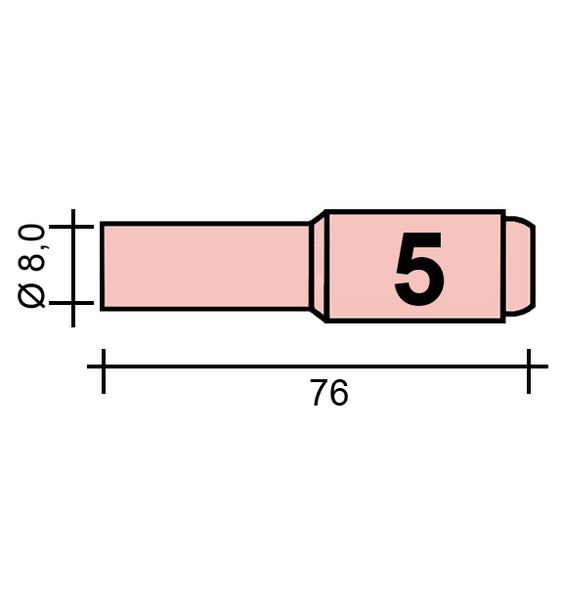 WIG-Düse Gr. 5 8,0 /TC0091/10N49L/527.2605.1/701.0115-ZVAR/ TIG17/18/26