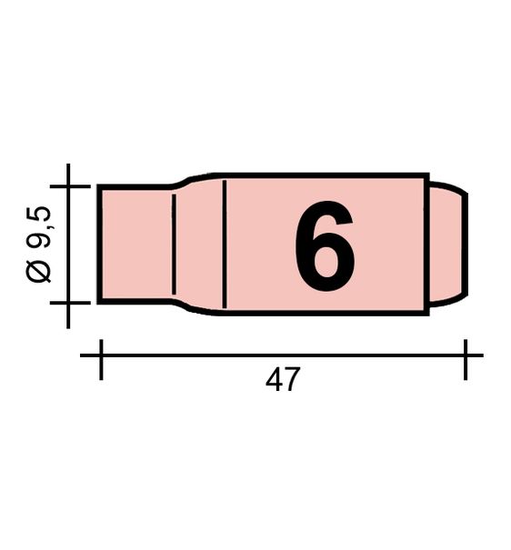 WIG-Düse Gr. 6 9,5 /TC0004/10N48/527.2606.0/701.0109/-ZVAR/ WIG/17/18/26