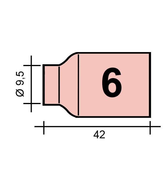 WIG-Düse Gr. 6 9,8 /TC0033/54N16/701.0422-ZVAR/ WIG/17/18/26