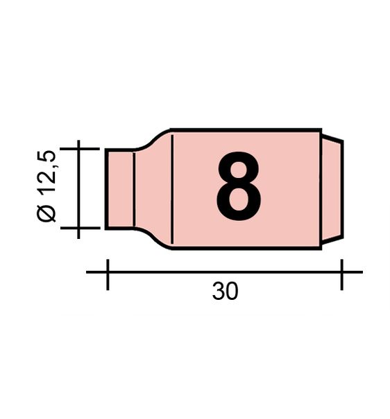 WIG-Düse Gr. 8 12,5 /TC0016/13N12/527.4508.0/701.0285-ZVAR/ TIG9/20