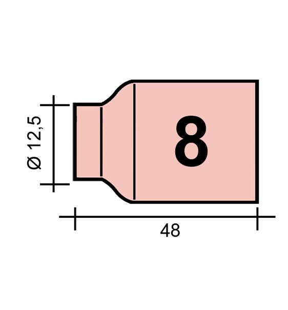 WIG-Düse Gr. 8 12,5 /TC0118/57N74/701.1200-ZVAR/ TIG17/18/26 JUMBO