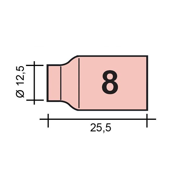 WIG-Düse Gr. 8 12,5/TC0045/53N61S/701.0322-ZVAR/ TIG9/20