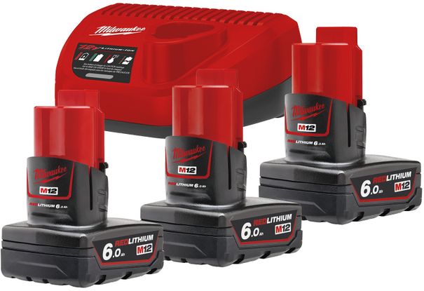 Batteriesatz Milwaukee M12™ NRG M12NRG-603 (3x6,0Ah +1xC12C) /4933459208/