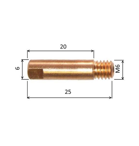 Spitze 0,6 M6x25mm E-Cu /MD08-06/140.0008-ZVAR/