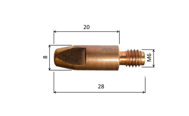 Spitze 0,8 M6x28mm E-Cu /MD09-08/140.0051/