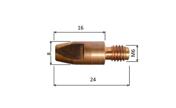 Spitze 1,0 M6x24mm E-Cu /140.D102/