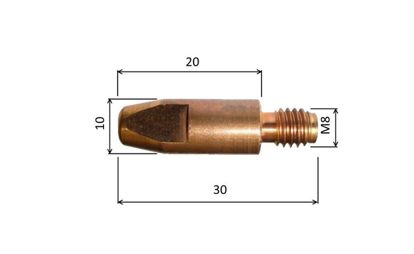 Špička 1,0 M8x30 E-Cu pre Al /MD05-60/141.0008/