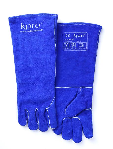 Schweißerhandschuhe KPRO LONG BLUE verlängert 7182, Gr XL 16"/46cm